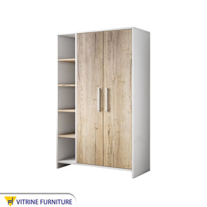 Beige & White Elegance Wardrobe with External Shelves Added