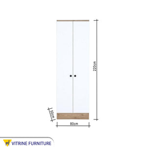 White Wardrobe with Beige Wooden Base