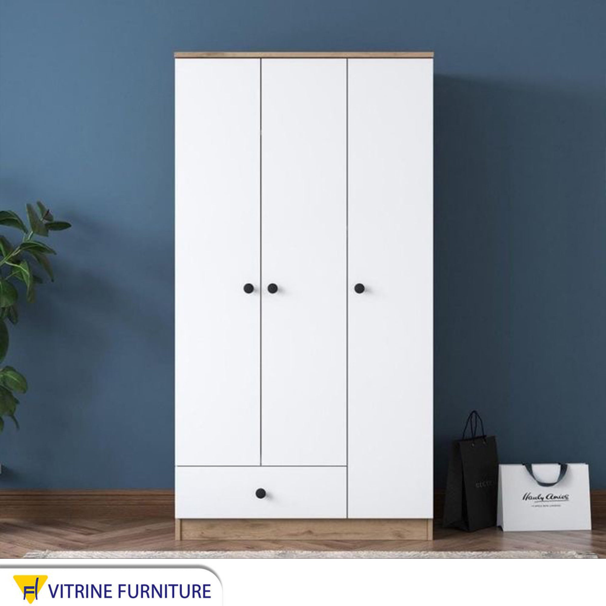 White Wardrobe with Sleek Design with External Storage