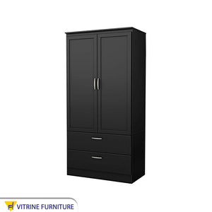 Elegance Modern Black Cupboard with Ruled Handles