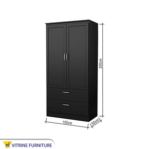 Elegance Modern Black Cupboard with Ruled Handles