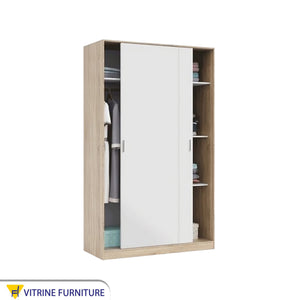 Elegance Wardrobe with White & Beige Drag Leaf, Stylish & Spacious