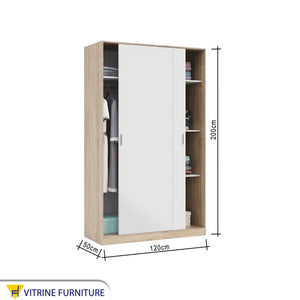 Elegance Wardrobe with White & Beige Drag Leaf, Stylish & Spacious