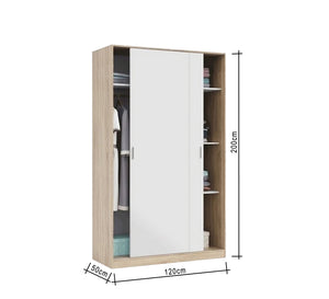 Elegance Wardrobe with White & Beige Drag Leaf, Stylish & Spacious