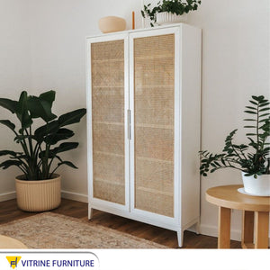 Elegance Wardrobe with White Hinged Storage with Mesh Doors