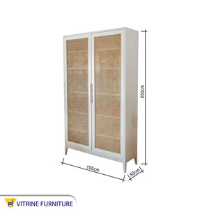 Elegance Wardrobe with White Hinged Storage with Mesh Doors