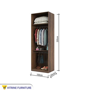 Wardrobe with Sleek Brown Wooden, Leaf-Free Design