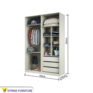 Wardrobe with Sleek White Design, Leafless Elegance