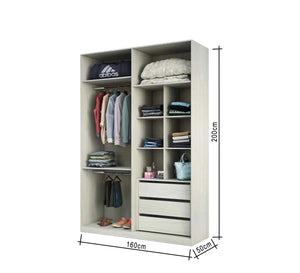 Wardrobe with Sleek White Design, Leafless Elegance