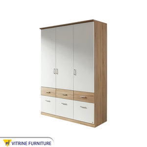 Wardrobe with White & Beige Wooden Drawers