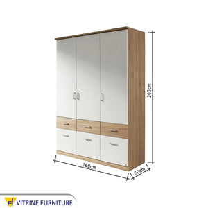 Wardrobe with White & Beige Wooden Drawers