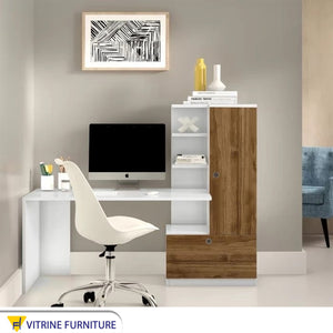 Desk with Door & Side Shelves: Versatile Workspace