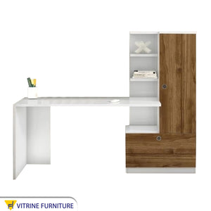 Desk with Door & Side Shelves: Versatile Workspace