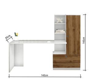 Desk with Door & Side Shelves: Versatile Workspace