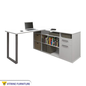 White Desk: Multi-Shelf, Sleek Workspace Solution