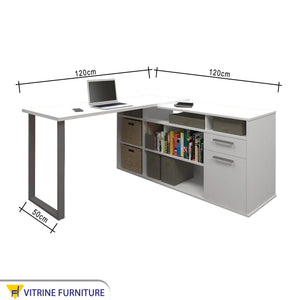 White Desk: Multi-Shelf, Sleek Workspace Solution