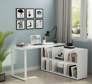 Sleek Beige Wooden Desk with Wide Surface