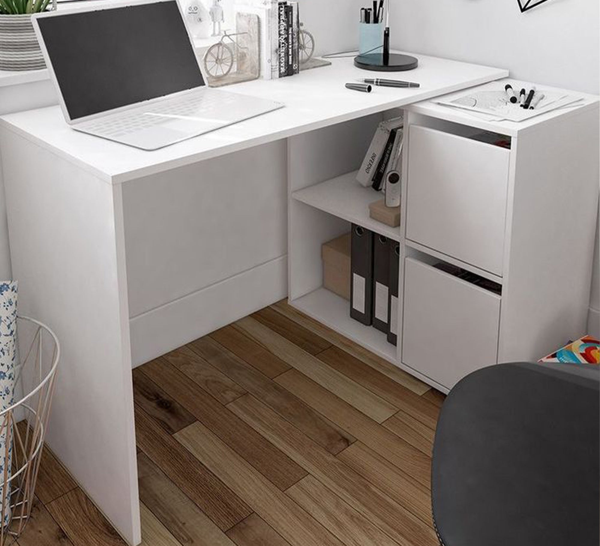 White Youth Study Desk: Sleek, Stylish, Functional