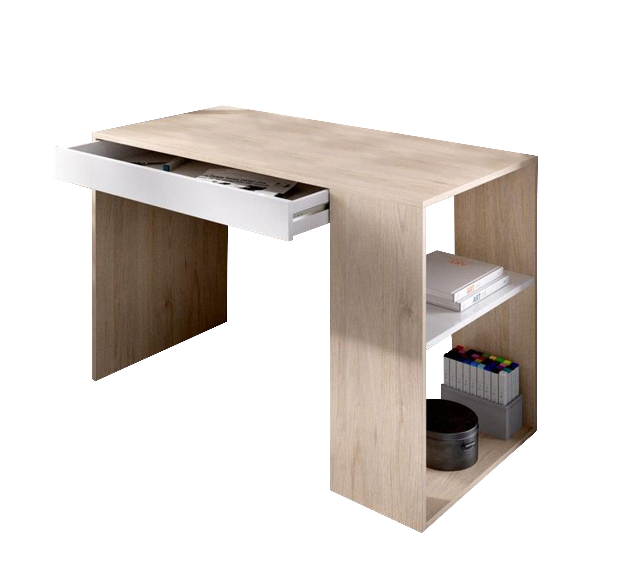 Elegant Office Desk with Dual Storage Shelves