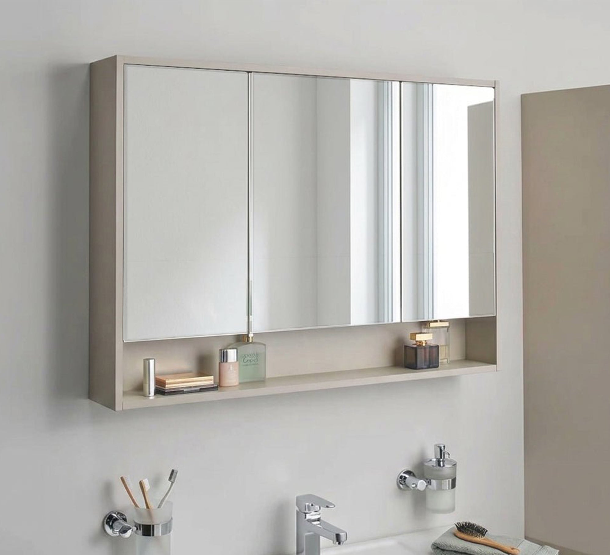 Three Door Bathroom Storage Unit with Shelf