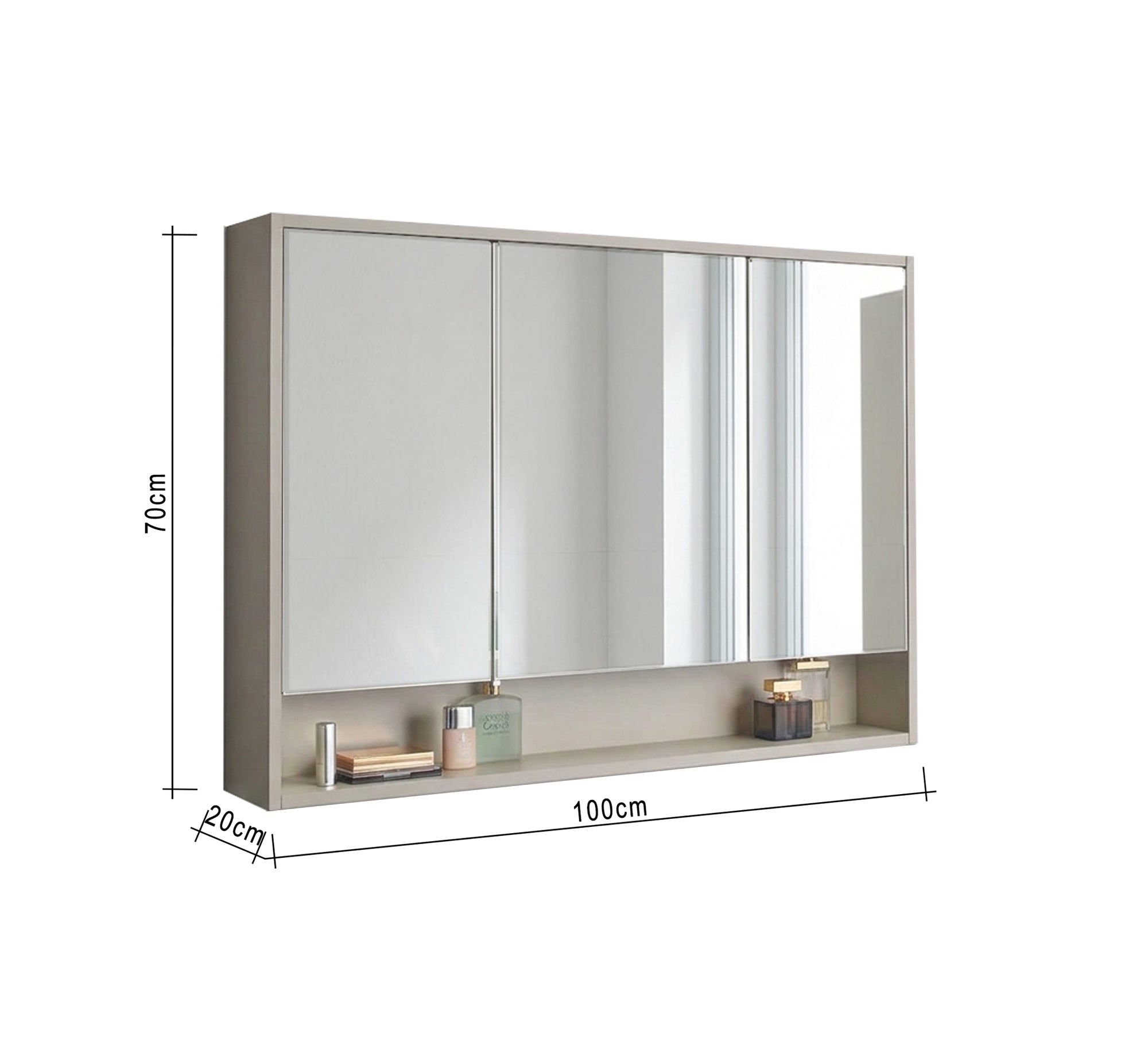 وحدة تخزين لادوات الحمامات ثلاث ضلف ورف