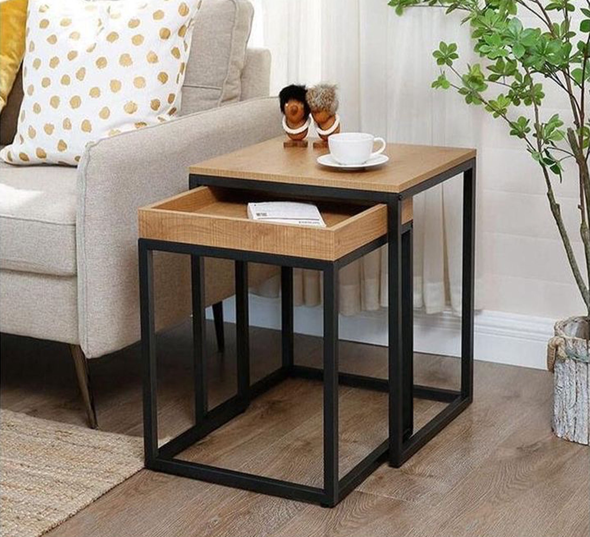 2 nested tables with iron frame