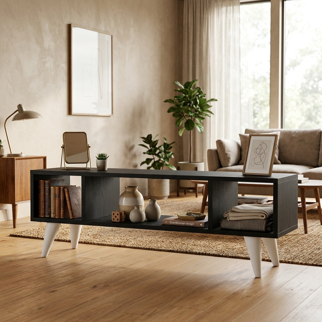 TV unit with open shelves