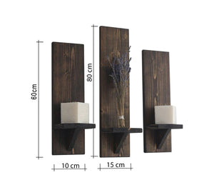 3 brown wooden wall shelves