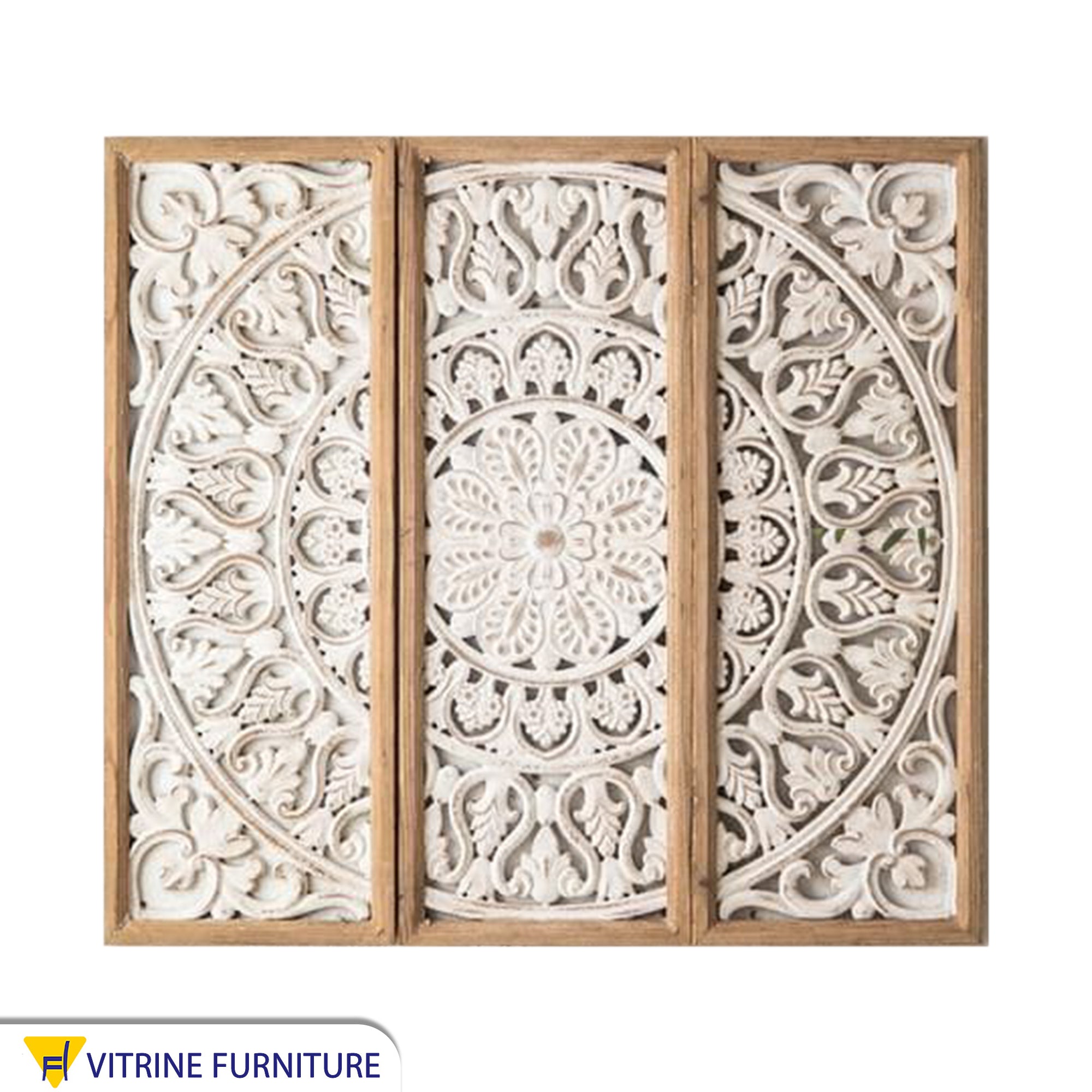 A wall panel carved in the shape of a three-dimensional flower