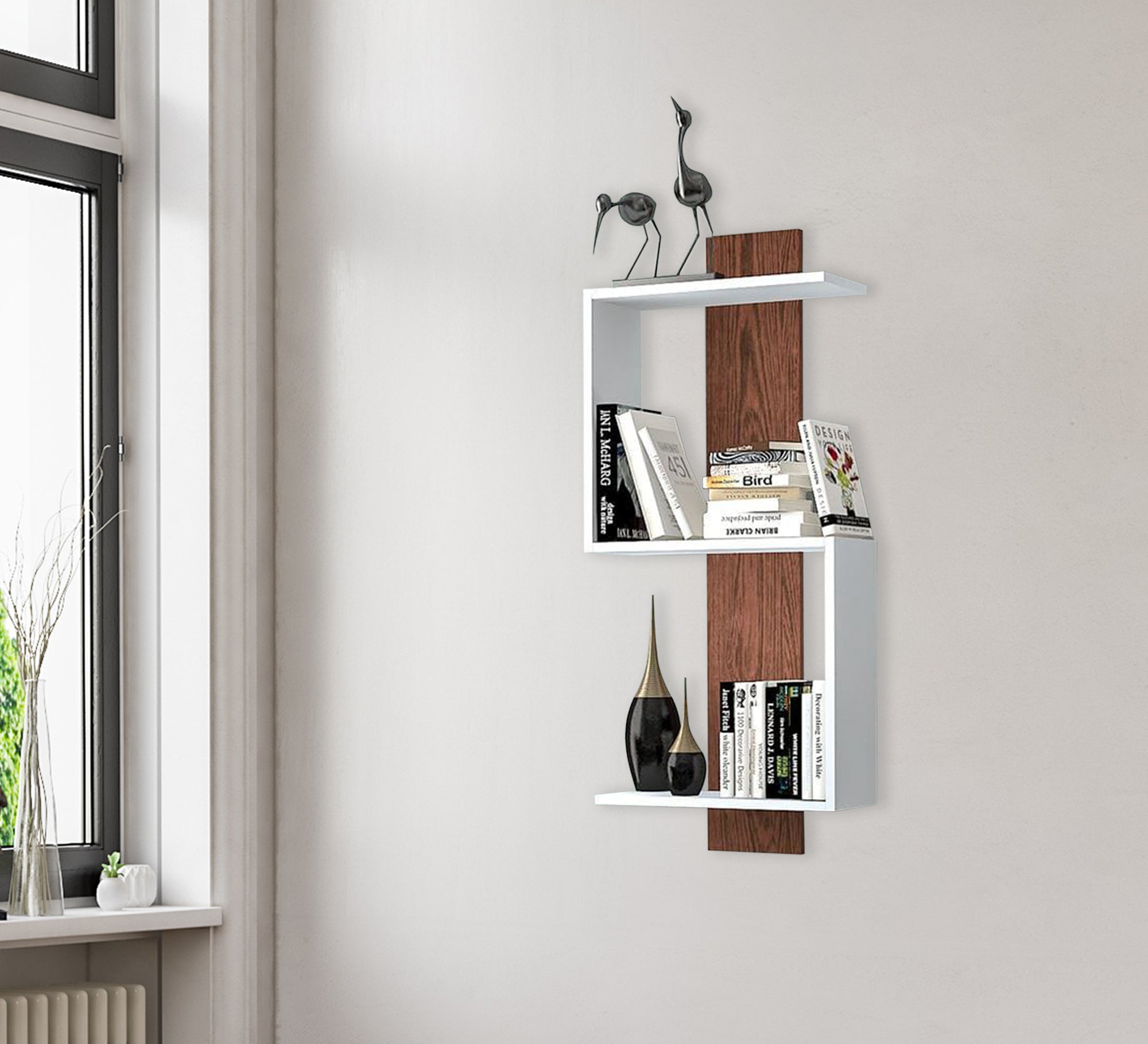 White wall shelf with elegant design