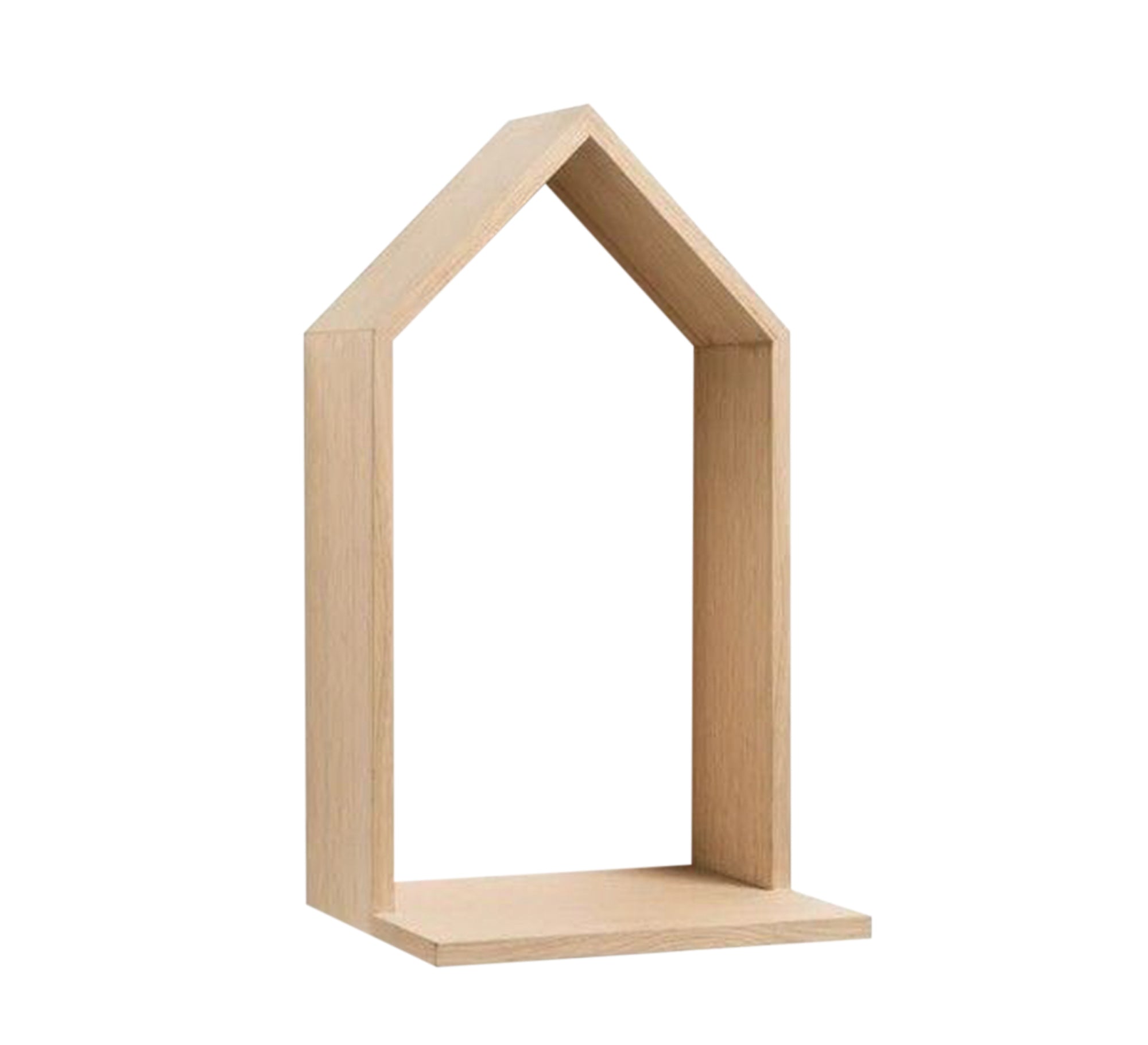 Cottage-shaped wall shelf in beige