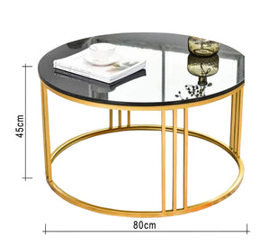 طاوله القهوة بقاعدة دائريه باللون ذهبيه 