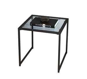 Black steel and glass side table