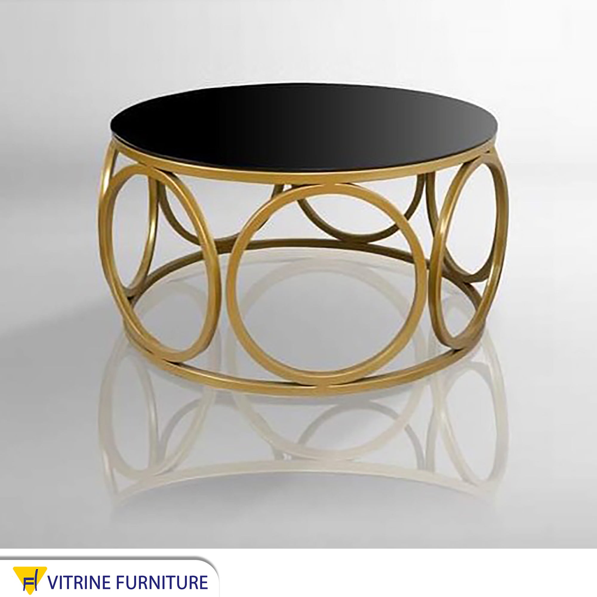 Round coffee table, golden steel