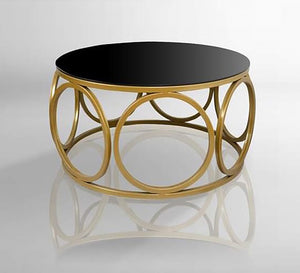 Round coffee table, golden steel