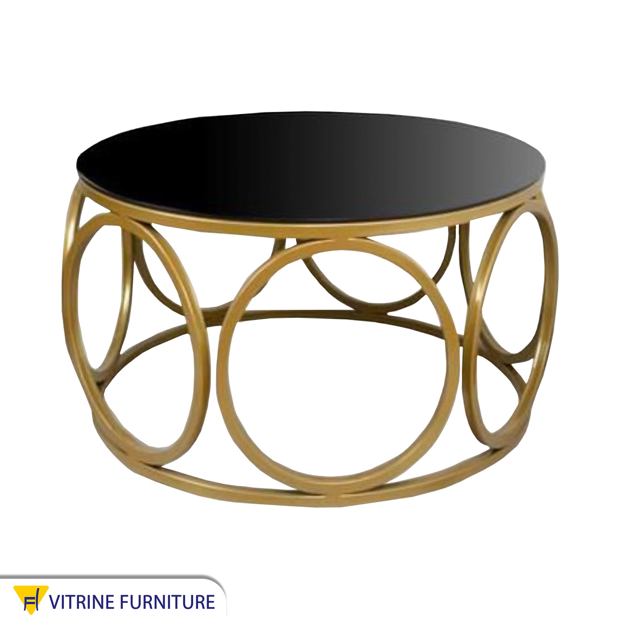 Round coffee table, golden steel