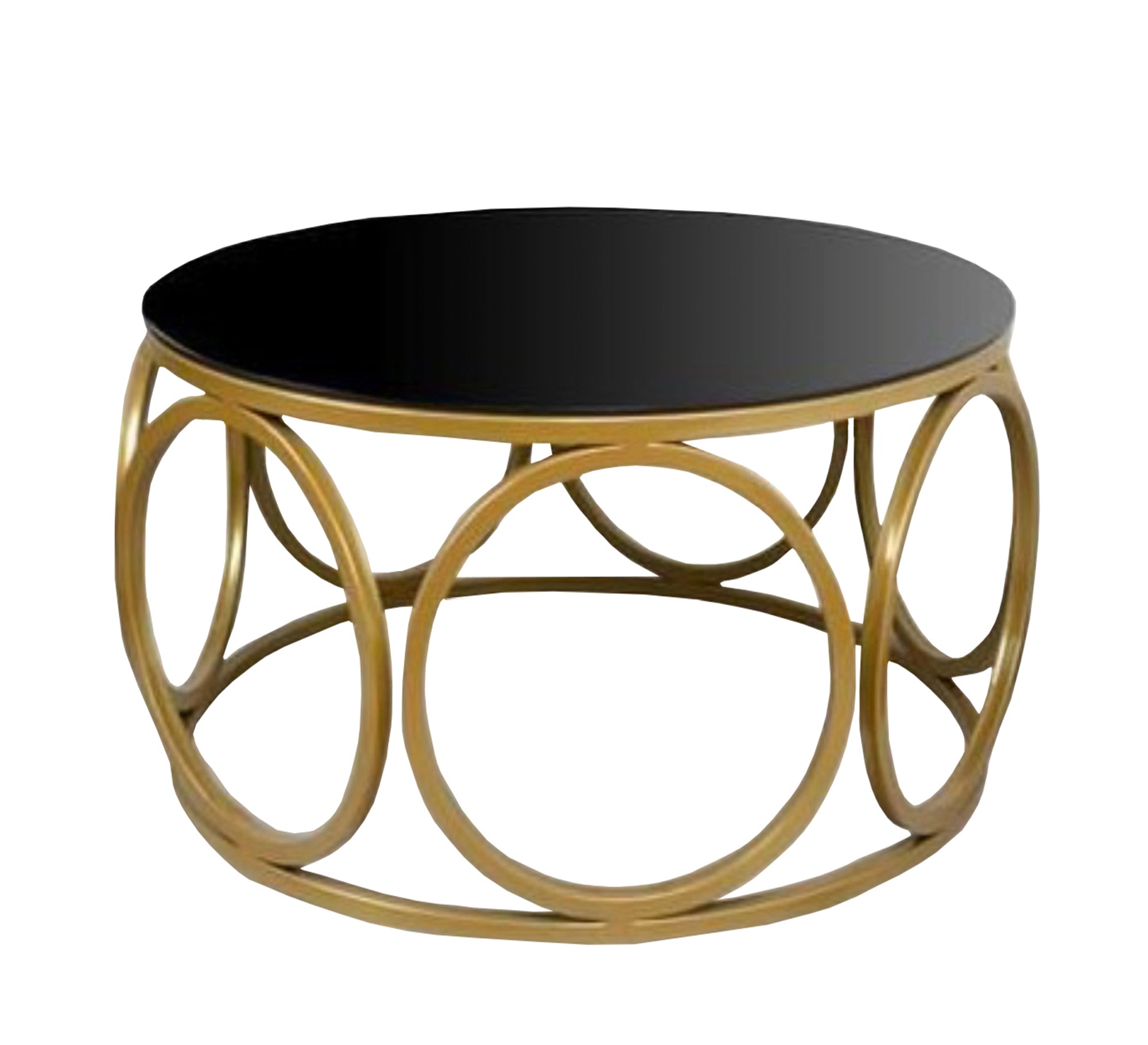 Round coffee table, golden steel