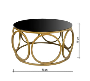 Round coffee table, golden steel