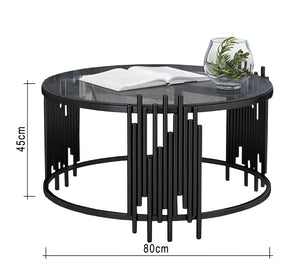 Black iron and glass coffee table