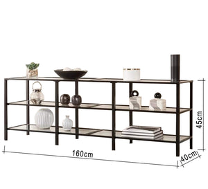 Rectangular table with three surfaces