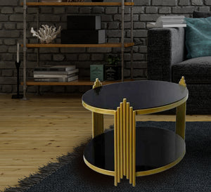 Large coffee table in black and gold