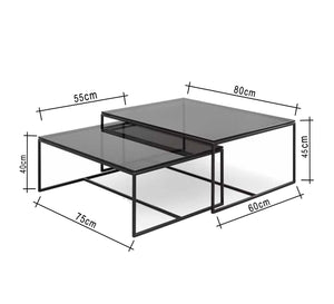 Two rectangular tables in black