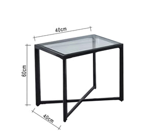 A square table with an x-shaped base