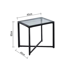 A square table with an x-shaped base