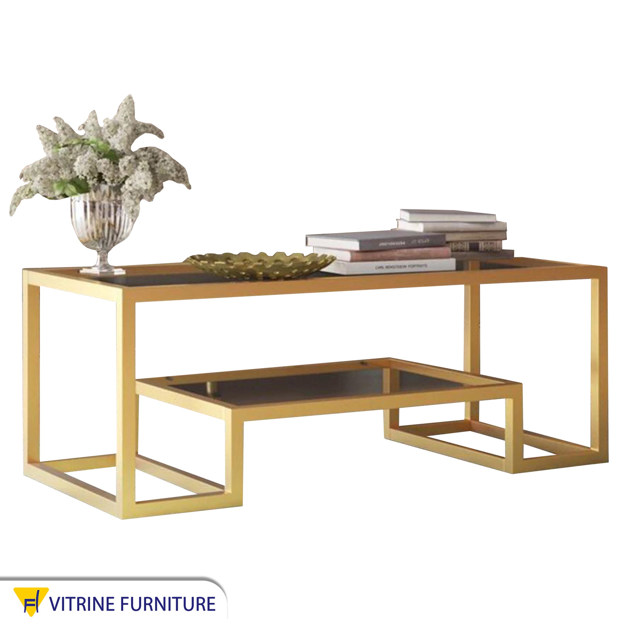 Center table with two tiered surfaces