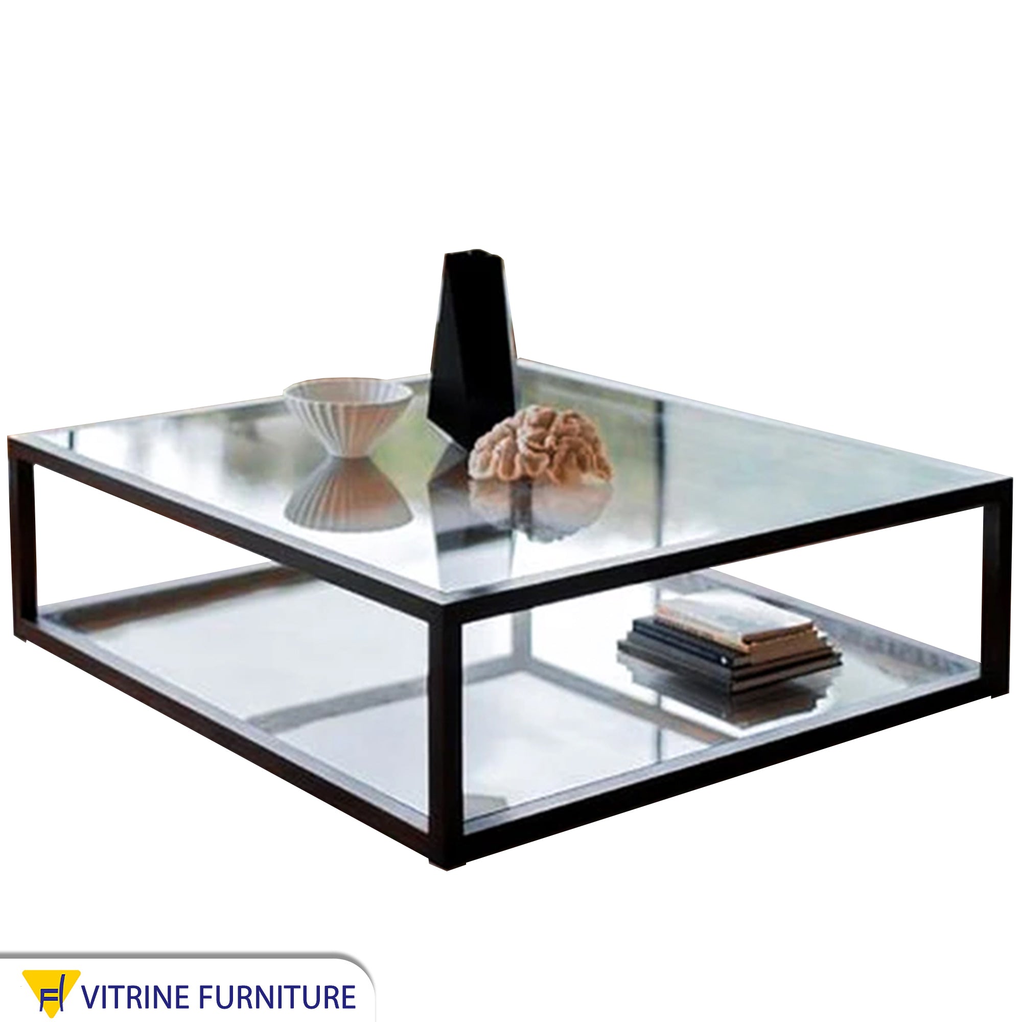 Black table with upper and lower surface