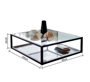 Black table with upper and lower surface