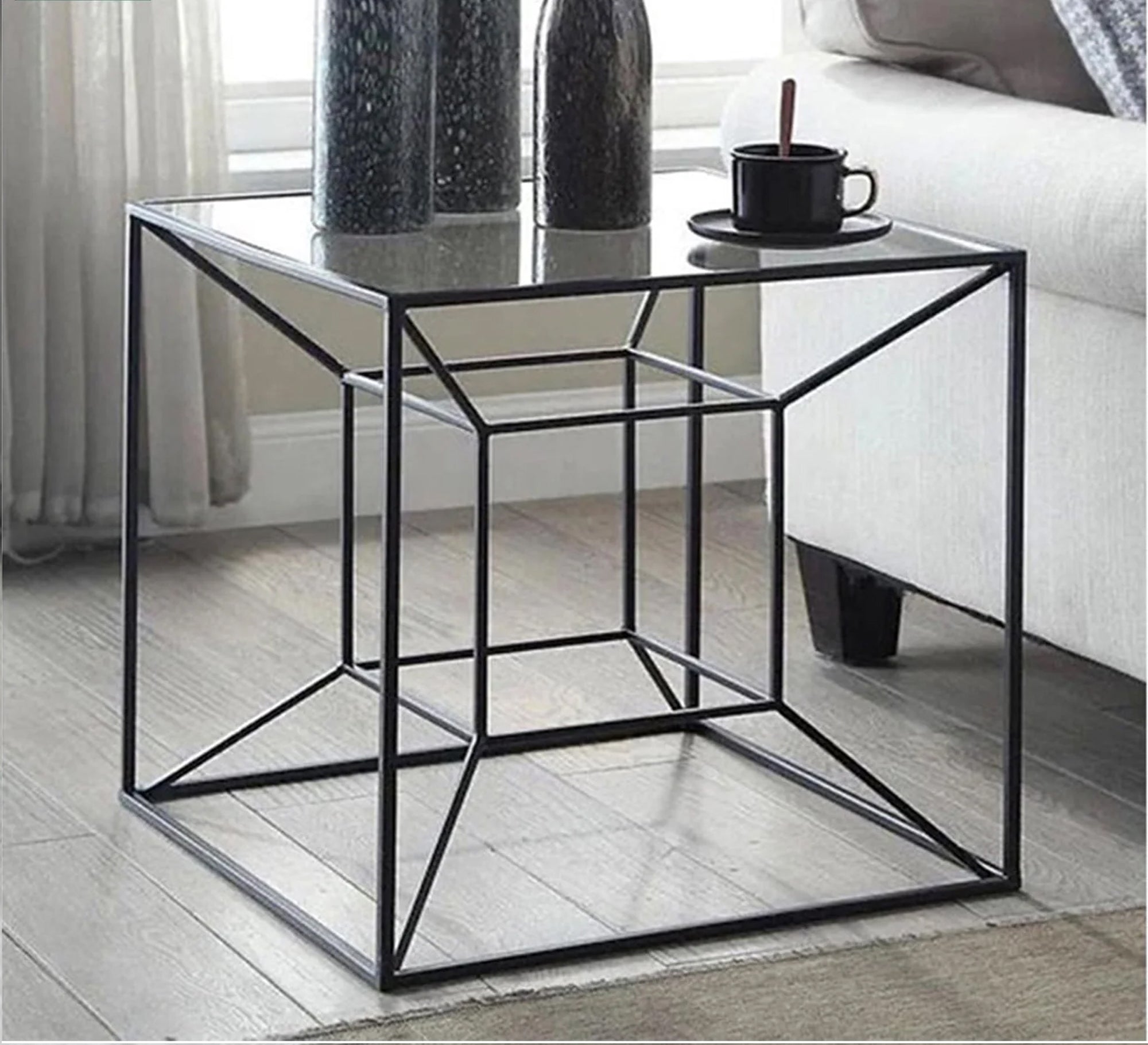 A table of interlocking cubes