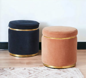 Cylindrical puff covered with soft velvet fabric