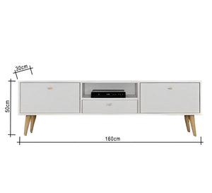 TV table with drawer, two leaves and legs